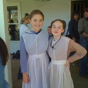 Chloe Madison and Madison Davenport on set of Amish Grace