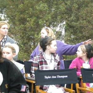 Chloe Madison and Darcy Rose Byrnes on set of 'Amish Grace'