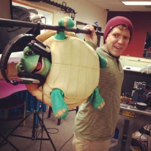 Ty The Turtle helping Christopher J Tomlinson on sound