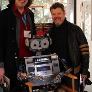 Jeremy Lutter and Chris Orchard with Edgar Allen Poe-bot at the Whistler Film Festival representing 