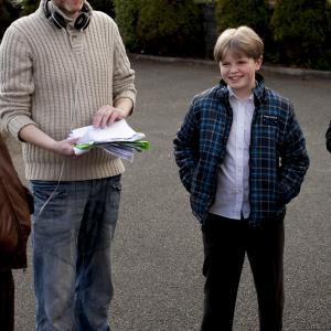 Brian Deane on the set of First Love with Tadhg Moran in 2014