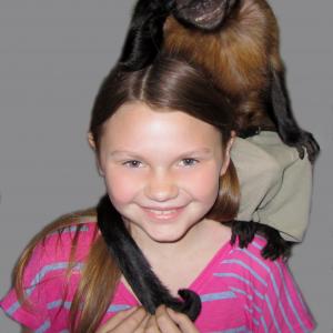 Bobbie and Crystal the monkey on the set of Animal Practice 2012