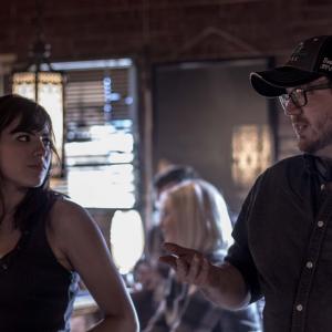 Dan Glaser and Maddisyn Carter on the set of Valley of Bones