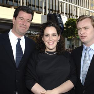 Dan Aloni, Christopher Nolan and Emma Thomas at event of Betmenas: Pradzia (2005)