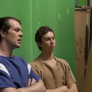 Justin Lewis and Rusty Martin preparre to enter a tense scene during the principle photography of Polycarp: destroyer of gods