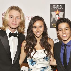 Young Hollywood for Humanity at the 2013 American Humane Association's Hero Dog Awards, Beverly Hilton. Lou Wegner, Nicole Cummins, and Aramis Knight.