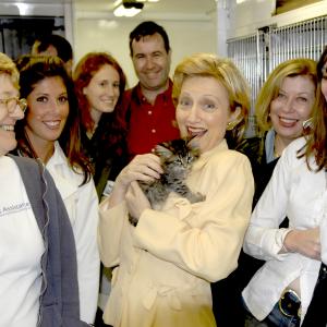 Hillary Clinton Christine Kelley Karel with Kitten and Voters