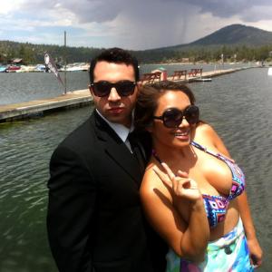 Rich Rotella as Agent Y and Jessica Lizama on set at Big Bear CA