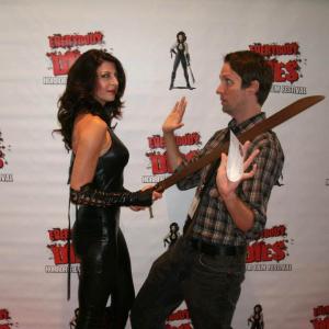 JohnMark Triplett with Jamie Carson (aka Machete Betty) at the Everybody Dies Horror Film Festival 2011.