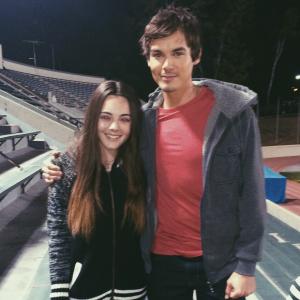 Ava Allan on set of Love Is All You Need with Tyler Blackburn