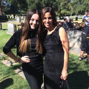 Ava Allan on set of Love Is All You Need with Ana Ortiz