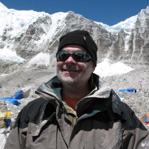 Director Randall Blaum at Mount Everest Base Camp setting a shot for the Puja Ceremony for the film Back from the Edge