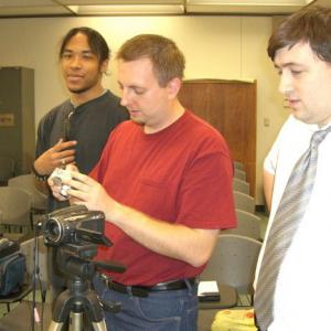 On set of The Definitive Point, production date: Summer 2010. In photo: (From Left to Right) Torion Roye, Blake Zawadzki, and Milan Novkovic.
