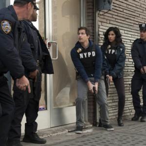 Still of Andy Samberg and Stephanie Beatriz in Brooklyn NineNine 2013
