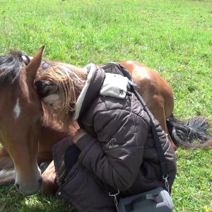 Film Director Jolanda Ellenberger and her young horse Rosita. Jolanda: 