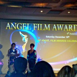Jolanda Ellenberger at the Monaco International Film Festival 2011 receiving the BEST DOCUMENTARY AWARENESS SCREENPLAY ANGEL AWARD