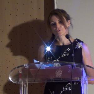 Jolanda Ellenberger talking about her Documentary THE FREEDOM OF THE HEART-LA LIBERTÉ DU COEUR after she receives the BEST DOCUMENTARY AWARENESS SCREENPLAY ANGELS AWARD in Monaco on December 10, 2011.