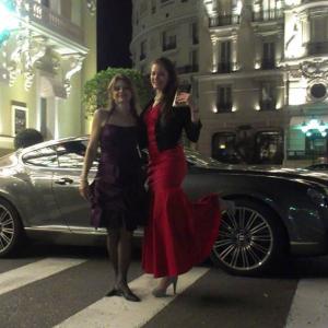 FilmDirector Jolanda Ellenberger and Mira Elmaleh in front of the Casino in Monte Carlo after the Angels Film Award 2013 Ceremony