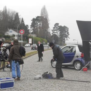 Shooting an advertising for an insurance company in Geneva (2011).