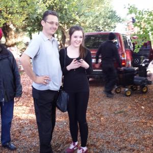 The Gaelic Curse Production Manager Stephen Gibson with actress daughter Chloe Gibson on set on The Gaelic Curse feature film