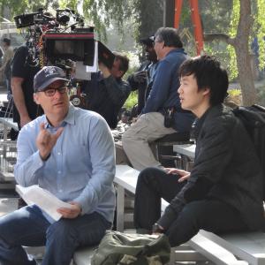 Ethan and Director Andy Ackerman on the set of Mr. Robinson (2015)