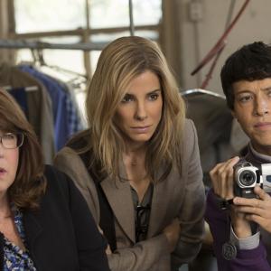 Still of Sandra Bullock Ann Dowd and Reynaldo Pacheco in Our Brand Is Crisis 2015