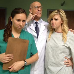 Max Bogner as Dr Lewis in Utero To his left lead actress Jessica Cameron and nurse and 2nd AD Hailey Oltman