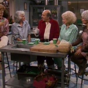 Still of Estelle Getty Rue McClanahan Bea Arthur Herb Edelman and Betty White in The Golden Girls 1985