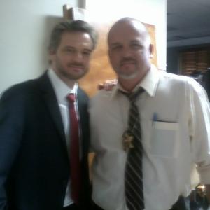 Stan Houston with Colin Firth on the set of 