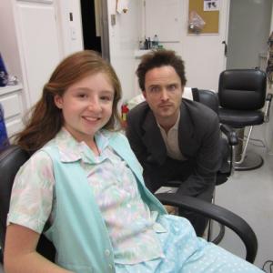 Brie Bernstein and Aaron Paul on the set of Decoding Annie Parker