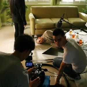 Cast Members behind the scene of the movie House Call, directed by Sevak Ohanian.