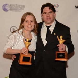 Actor and Producer Joseph James with his wife at an awards show.