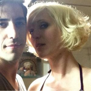 On set of Deadly Affairs  Christopher Michael Daley and Kara Vedder
