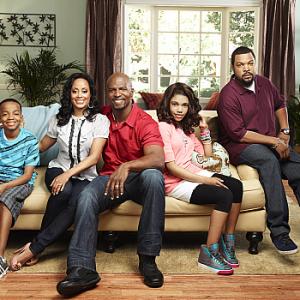Cast of TBS sitcom Are We There YetLeft to RightCoy Stewart Essence Atkins Terry Crews Teala Dunn Ice Cube