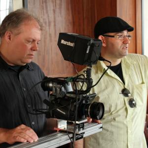 Josh directing with DP Bart Durkin sets up a shot