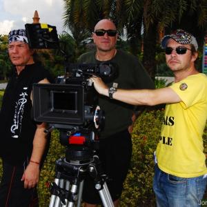 Roy with cinematographers Jason Santelli and Wade Muller.