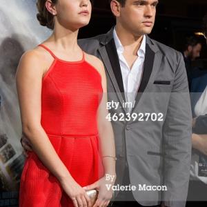 Adam Horner and Katie Garfield at the premiere of Paramounts Project Almanac 2015