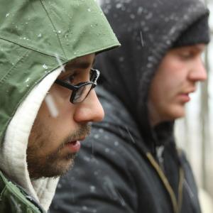 Cowriterscodirectors Adam Bartlett and John Pata attempt to mentally prepare to film in an oncoming blizzard