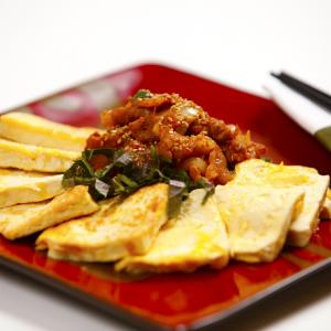 Jaeyook Bokkeum with Pan Fried Tofu