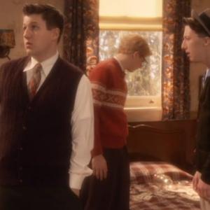 David Buehrle (left) as Schwartz, Braeden Lemasters (center), and David Thompson (right), in A Christmas Story 2.
