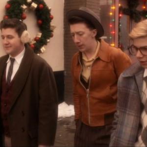 David Buehrle left David Thompson center and Braeden Lemasters right in A Christmas Story 2
