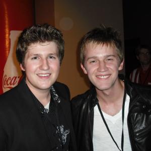 David with Disney's Good Luck Charlie's Jason Dolly, at The Muppets Premiere and After Party.