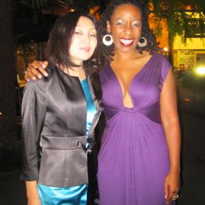 Marina Kunarova (on the left side) at the LA Femme Film Festival