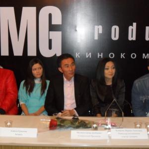 Azamat Dulatov, Kamilla Yermekova, Yernar Malikov, Marina Kunarova, and Tanyrbergen Berdongarov on a release of the film 