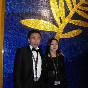 Yernar Malikov (general producer of MG Productions) and Marina Kunarova at the Cannes Film Festival