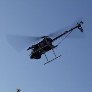 Helicopter with camera on the set of the film Hunting the Phantom CA USA