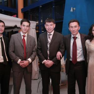 Marina Kunarova and Yernar Malikov (on the right side) on a release of the film Reverse Side, 2009, Astana, Kazakhstan