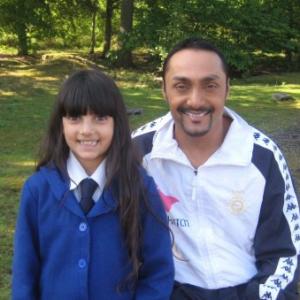 Sasha filming 'Fired' (age 10) with Bollywood Actor Rahul Bose