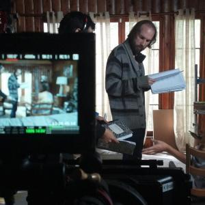 Tamzin Brown with director Kyle Broom on set shooting in Tableau Vivant