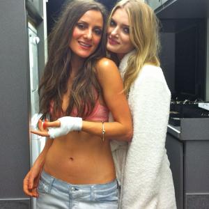 Tamzin Brown and Lilly Donaldson on set shooting 7 For All Mankind Spring Campaign directed by James Franco